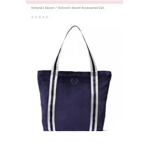 Victoria's Secret PINK Navy Blue Velour Ribbed Tote